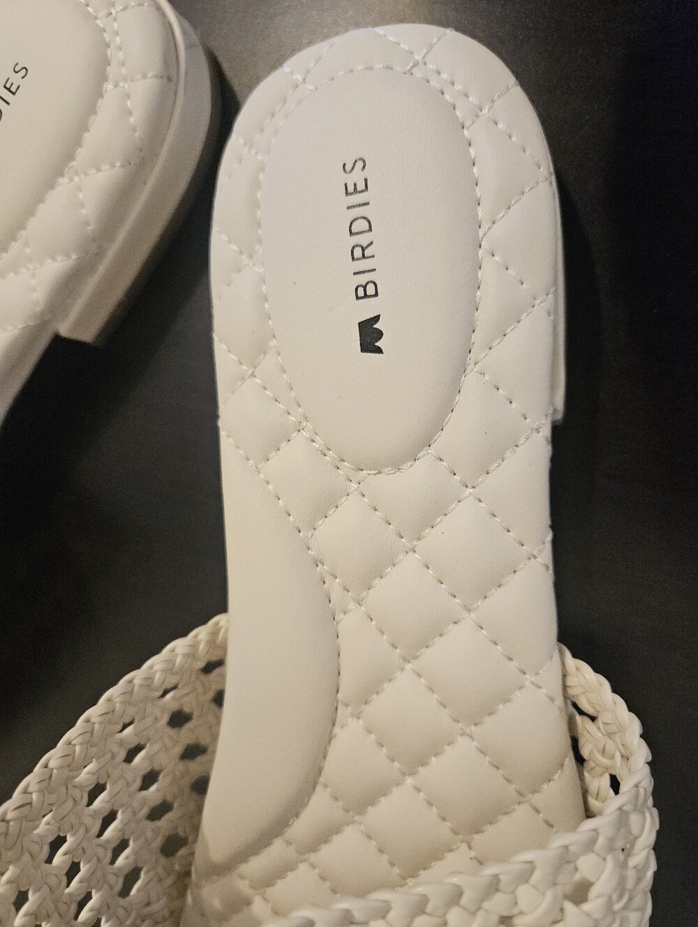 Birdies White Woven Pointed-Toe Slide Flats - Picture 2 of 6